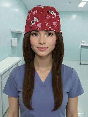 Handmade  Valentine Scrub Cap/ Nurse’s Hat Print Scrub Cap/ Nurse Hat